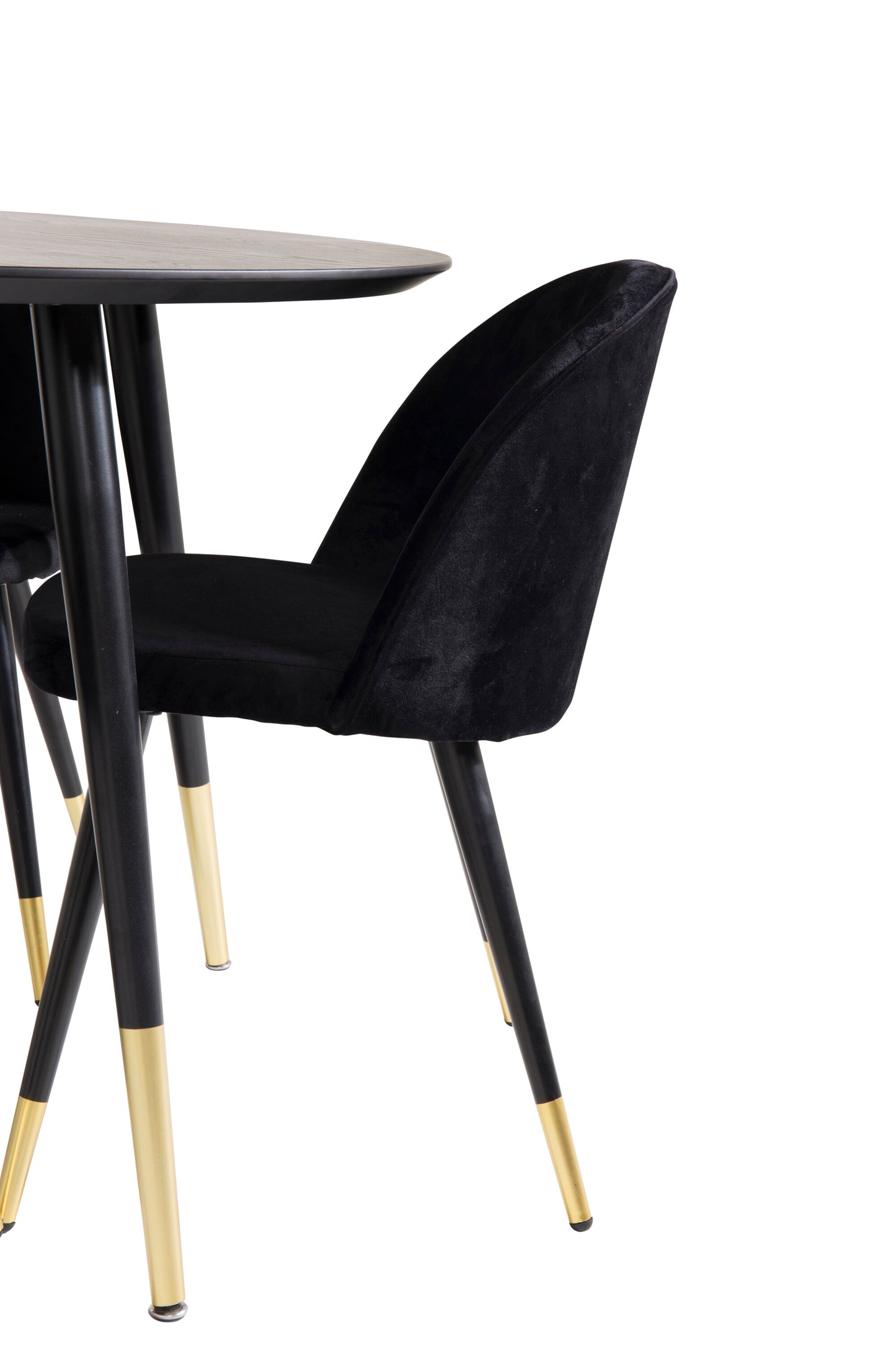 Dipp Matbord med Velvet Stolarna – Bord: ⌀115 Stol: 57x76,5x50