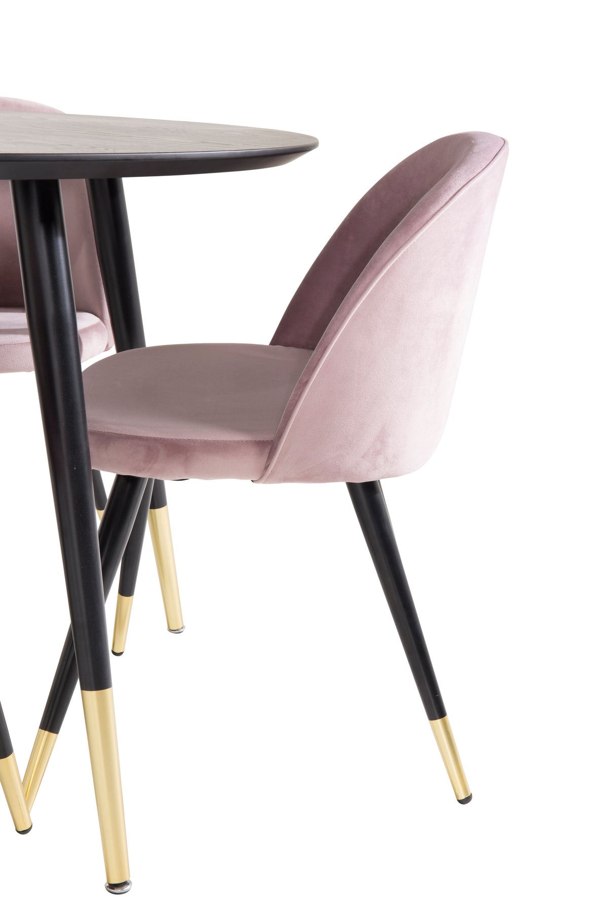 Dipp Matbord med Velvet Stolarna – Bord: ⌀115 Stol: 57x76,5x50