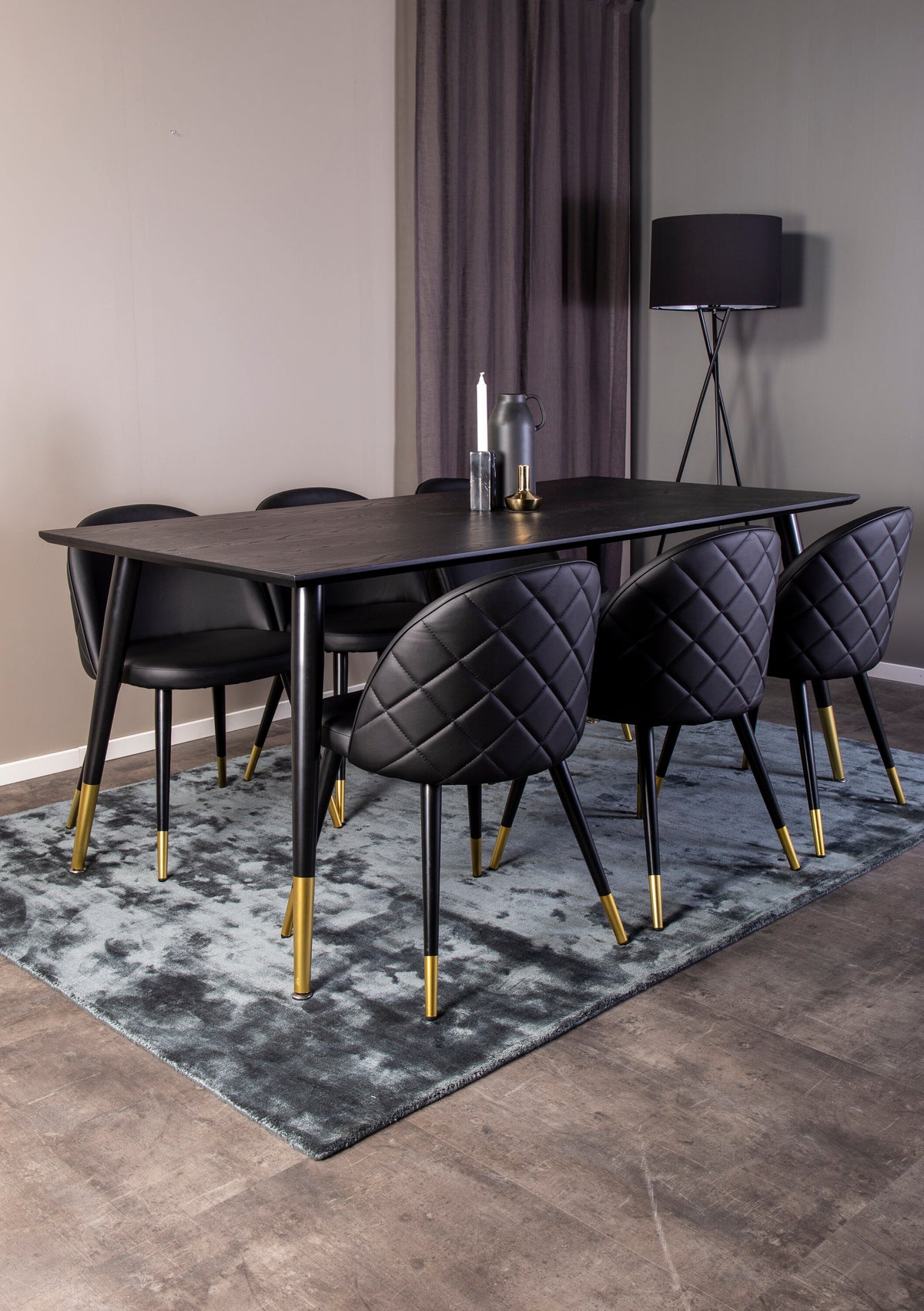 Dipp Matbord med Velvet Stolarna – Bord: 75x180x90 Stol: 57x76,5x50