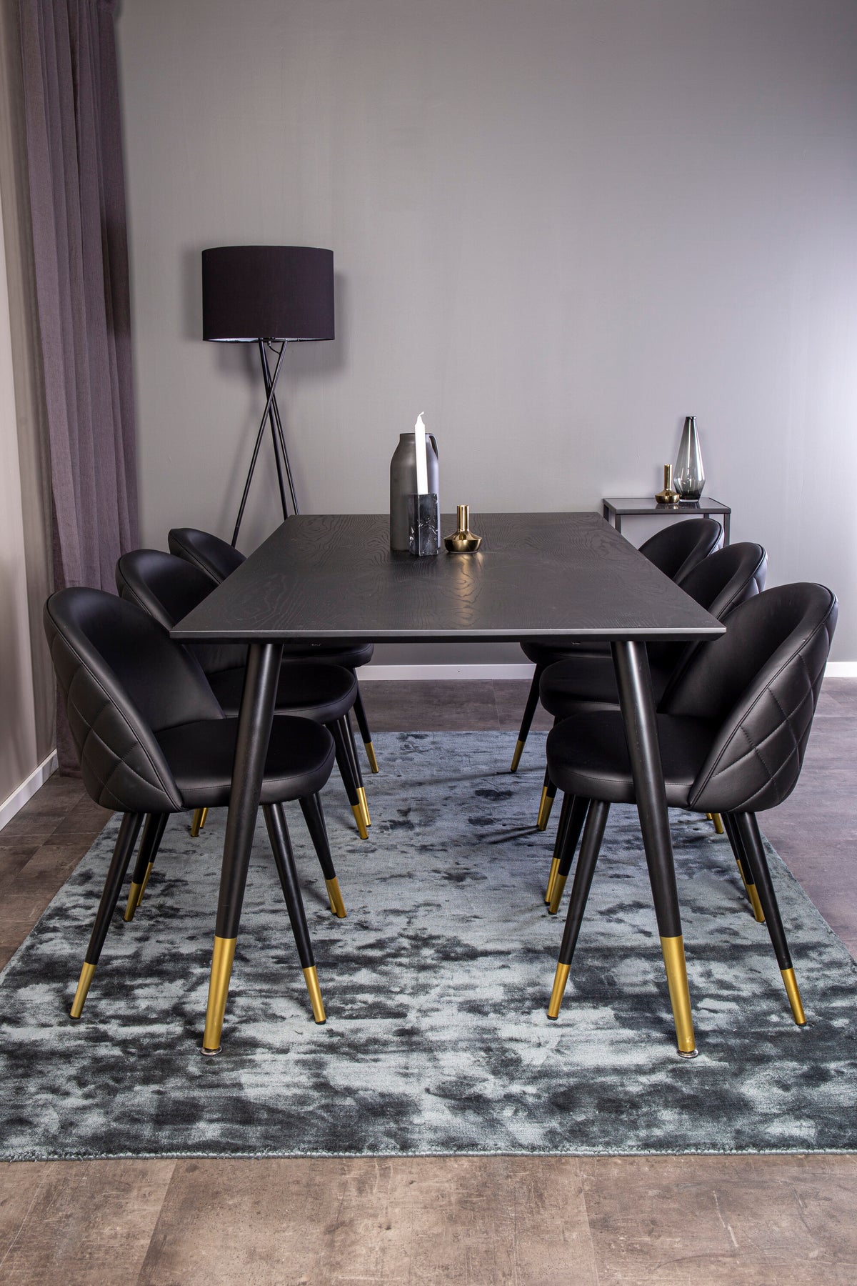 Dipp Matbord med Velvet Stolarna – Bord: 75x180x90 Stol: 57x76,5x50