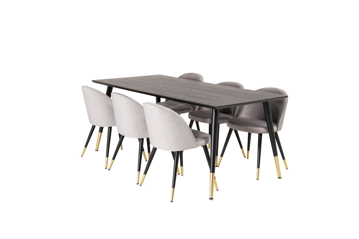 Dipp Matbord med Velvet Stolarna – Bord: 75x180x90 Stol: 57x76,5x50