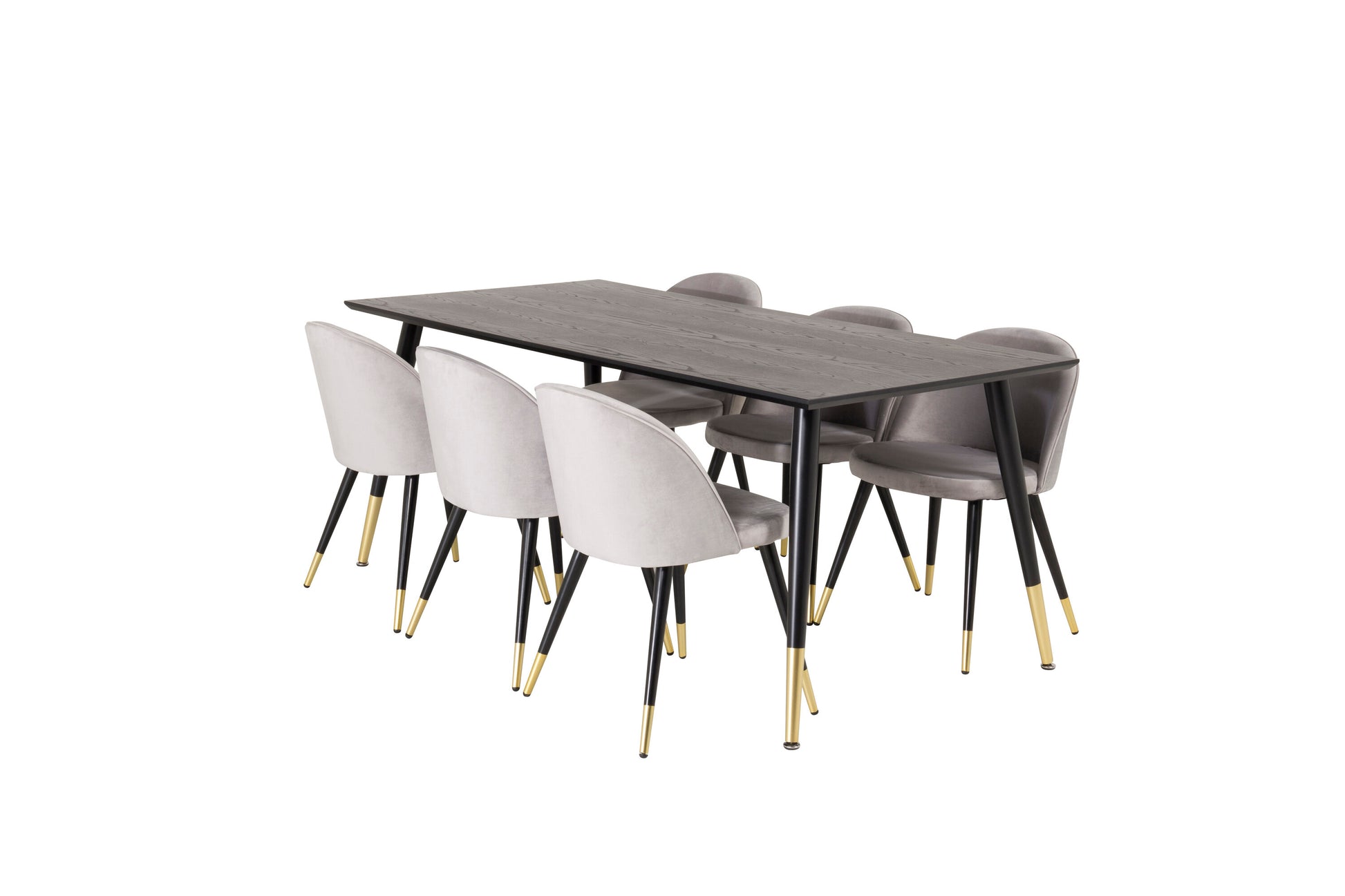 Dipp Matbord med Velvet Stolarna – Bord: 75x180x90 Stol: 57x76,5x50