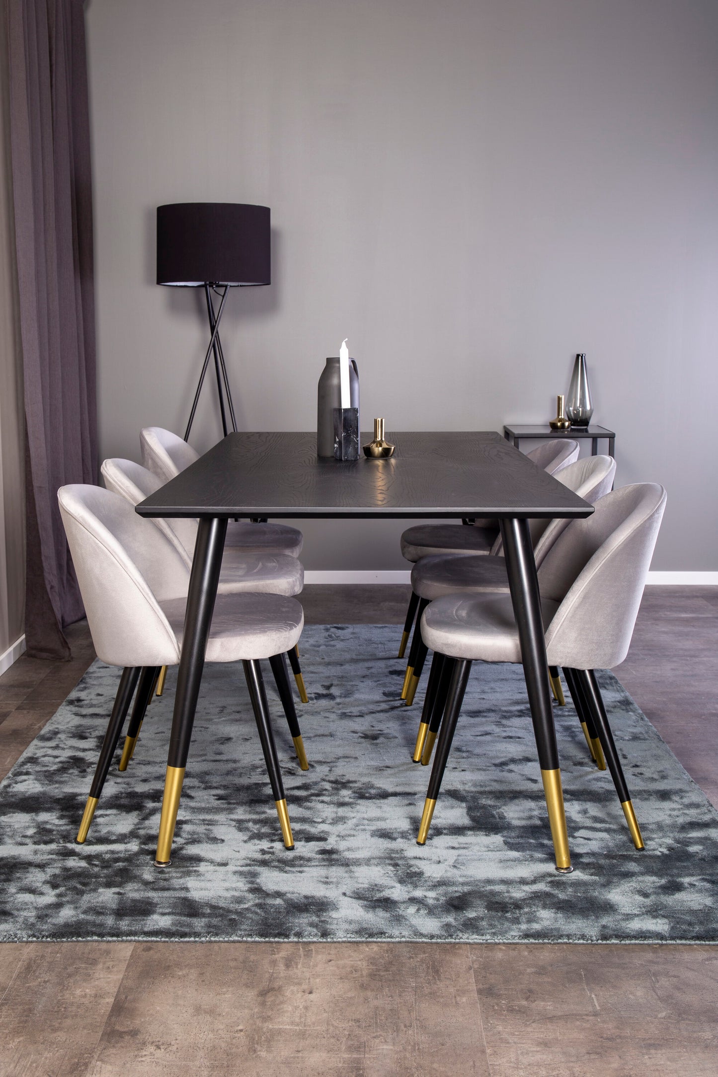 Dipp Matbord med Velvet Stolarna – Bord: 75x180x90 Stol: 57x76,5x50