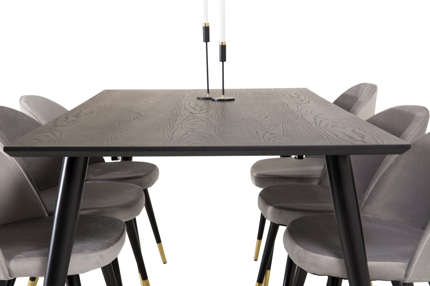Dipp Matbord med Velvet Stolarna – Bord: 75x180x90 Stol: 57x76,5x50