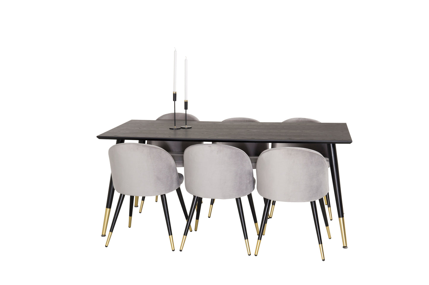 Dipp Matbord med Velvet Stolarna – Bord: 75x180x90 Stol: 57x76,5x50