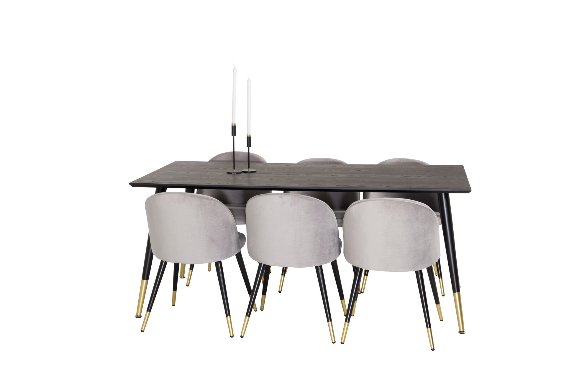 Dipp Matbord med Velvet Stolarna – Bord: 75x180x90 Stol: 57x76,5x50