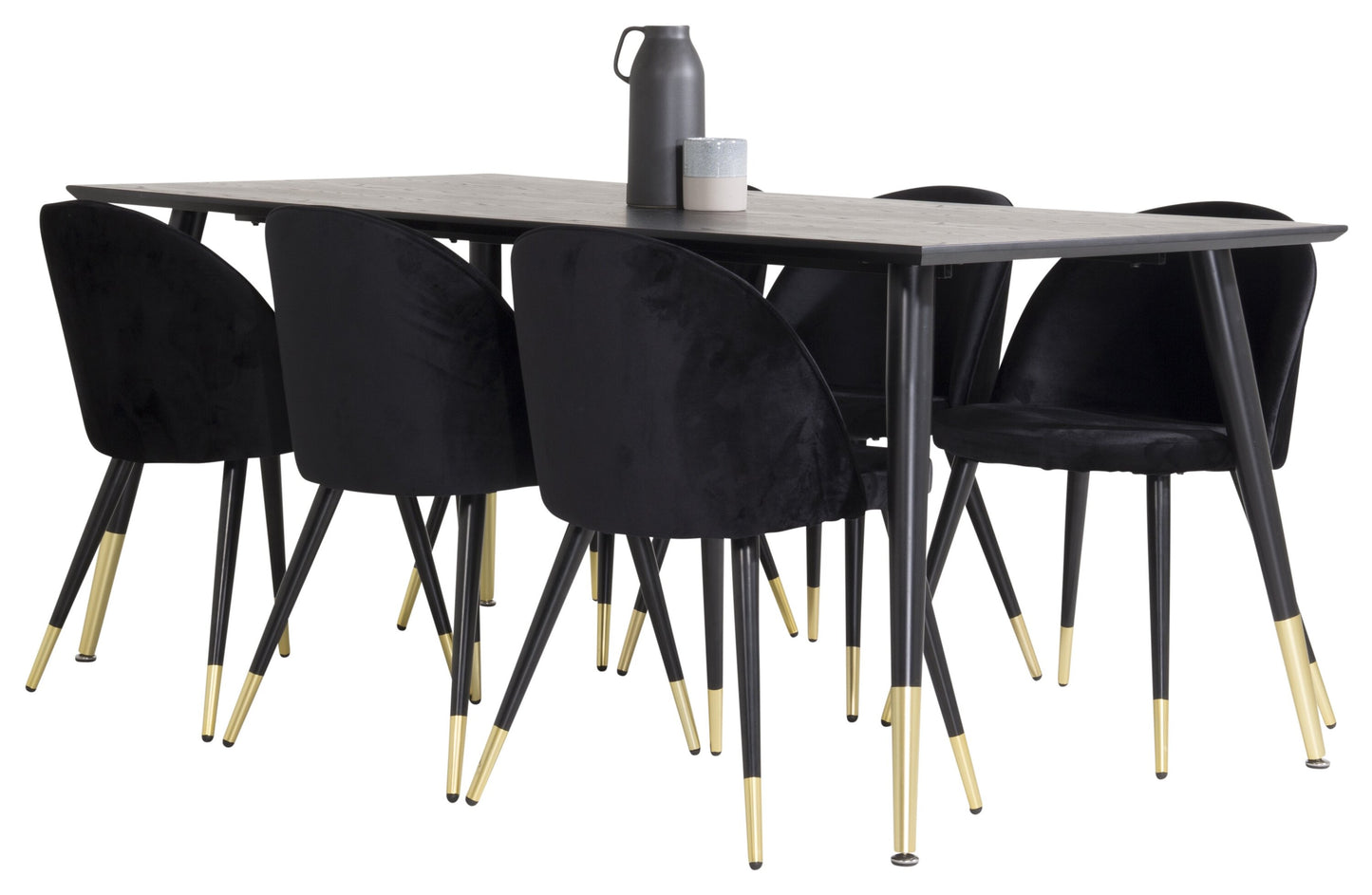 Dipp Matbord med Velvet Stolarna – Bord: 75x180x90 Stol: 57x76,5x50