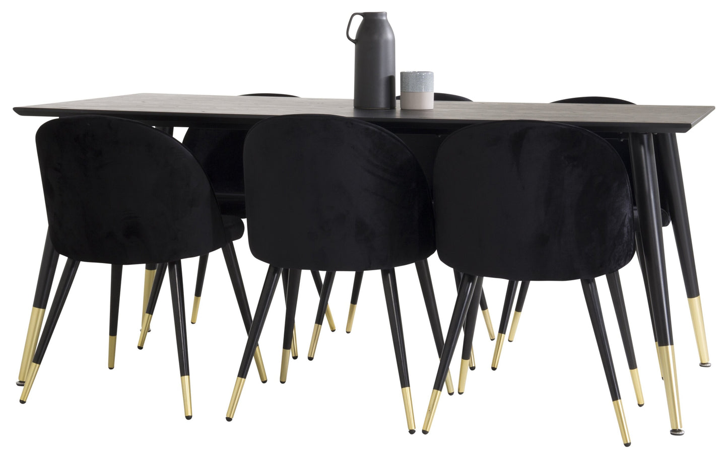 Dipp Matbord med Velvet Stolarna – Bord: 75x180x90 Stol: 57x76,5x50