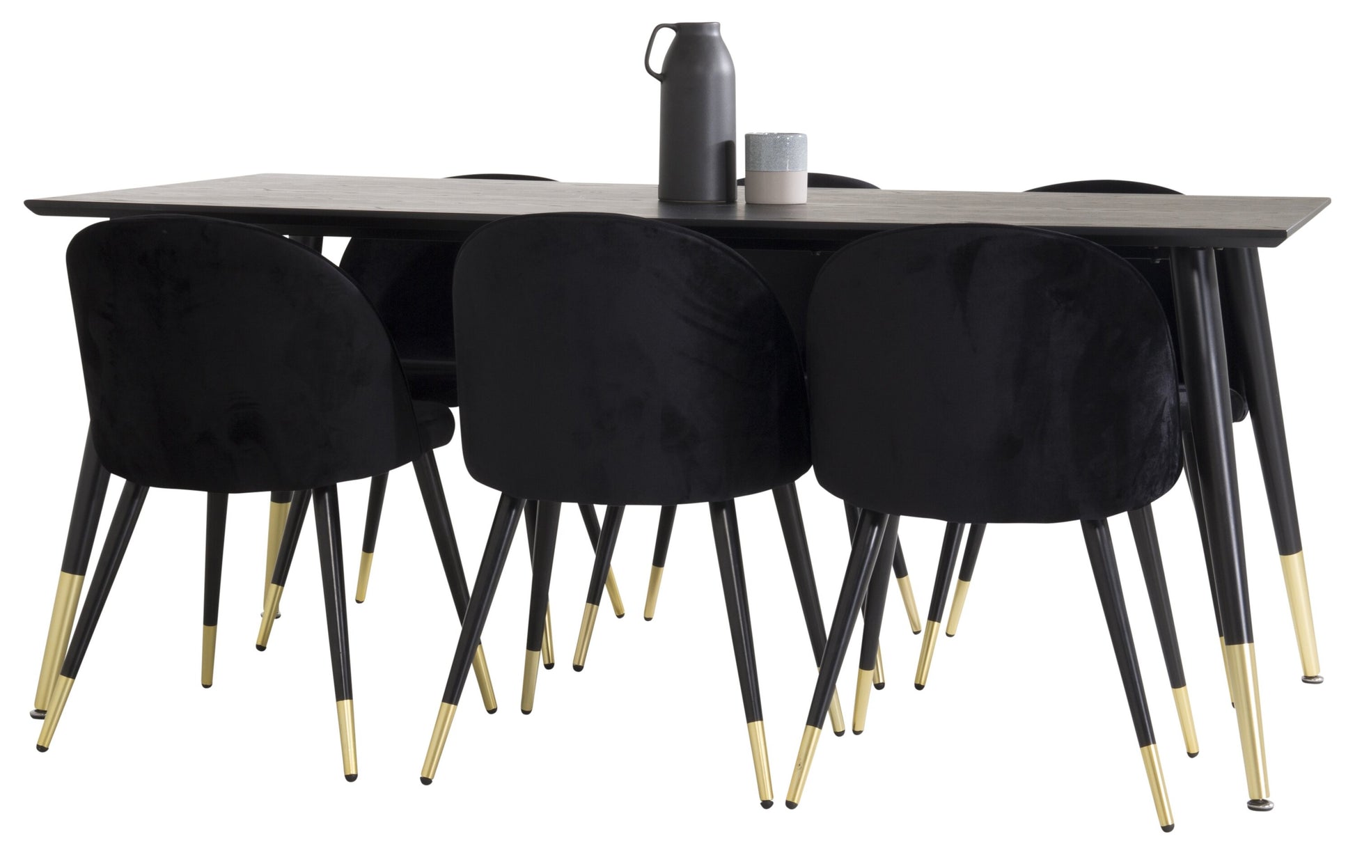 Dipp Matbord med Velvet Stolarna – Bord: 75x180x90 Stol: 57x76,5x50