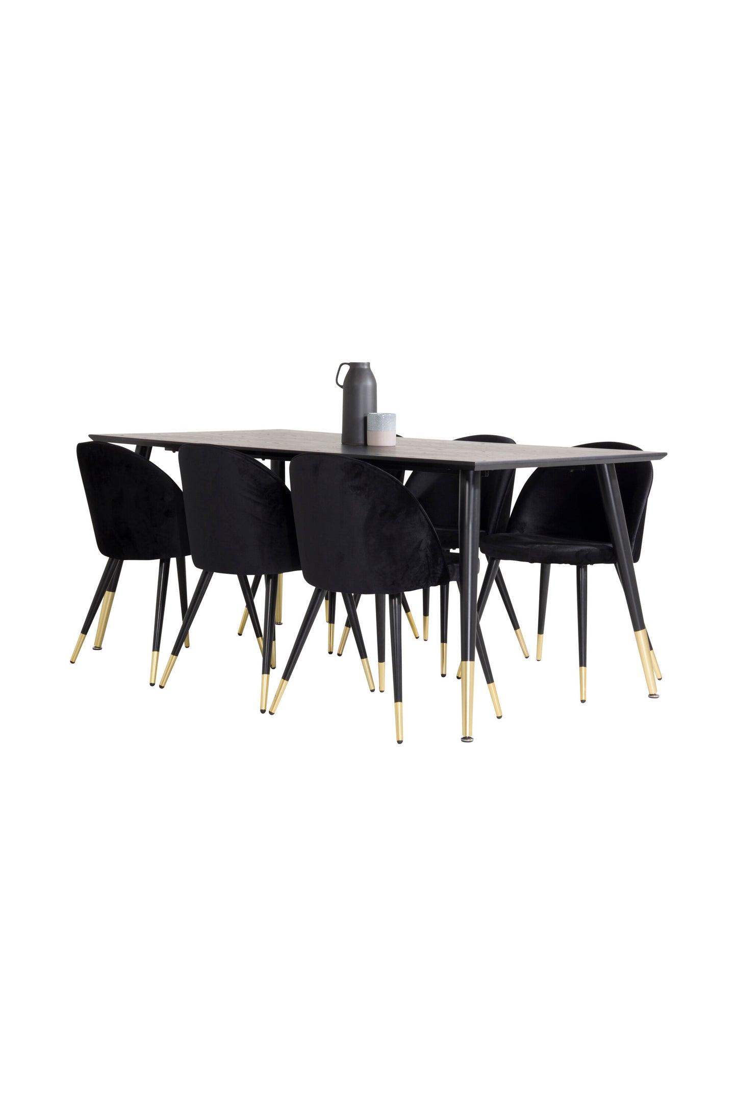 Dipp Matbord med Velvet Stolarna – Bord: 75x180x90 Stol: 57x76,5x50