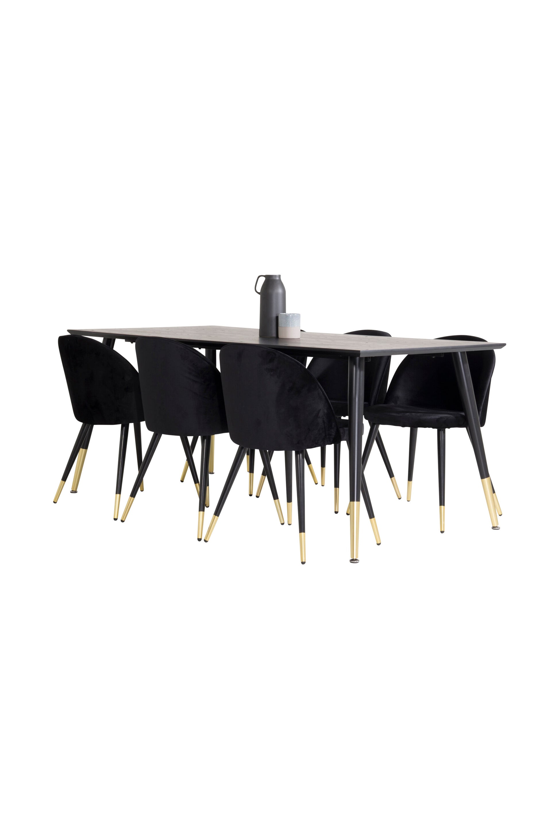 Dipp Matbord med Velvet Stolarna – Bord: 75x180x90 Stol: 57x76,5x50