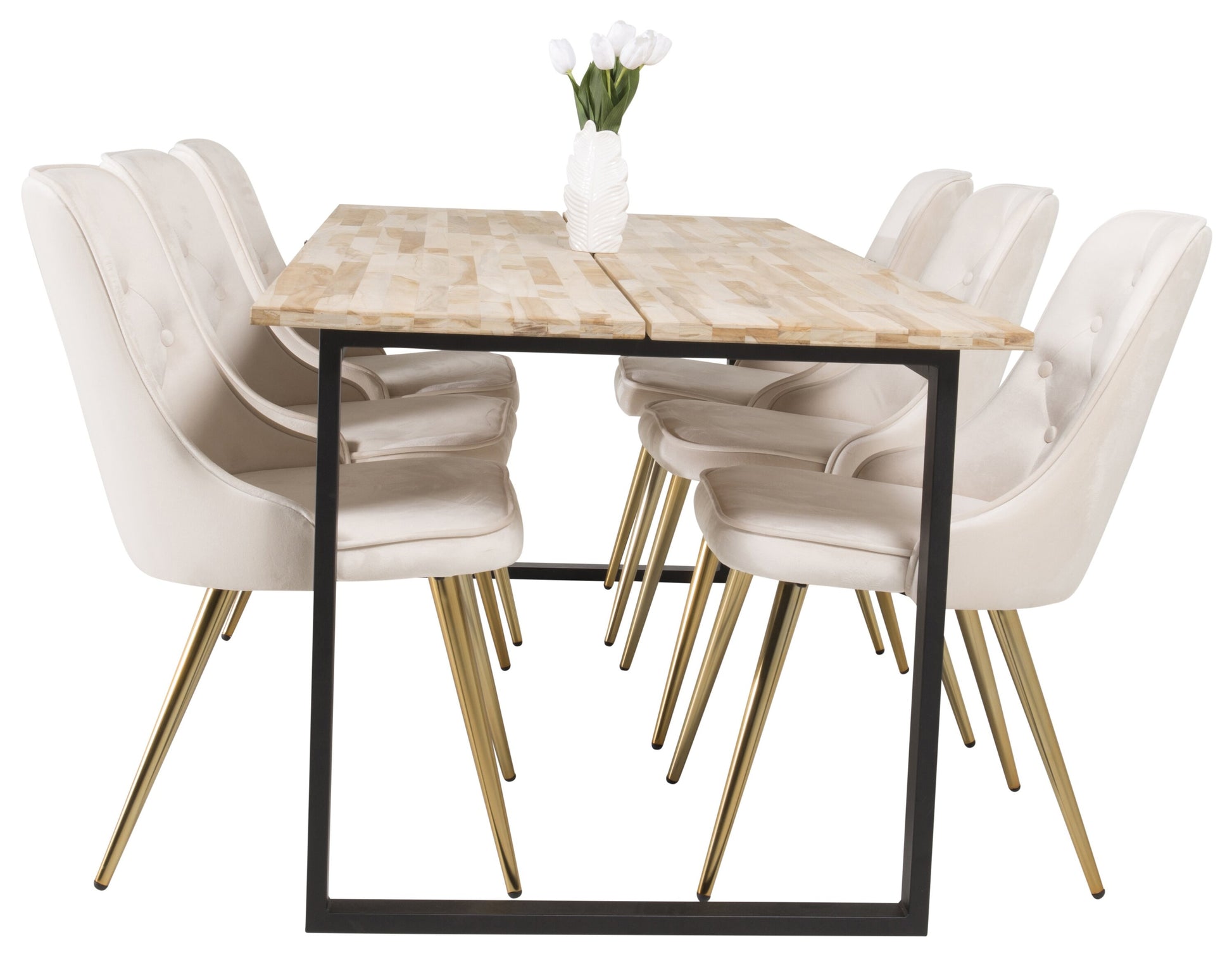 Cirebon Matbord med Velvet Deluxe Stolarna Matgrupp
