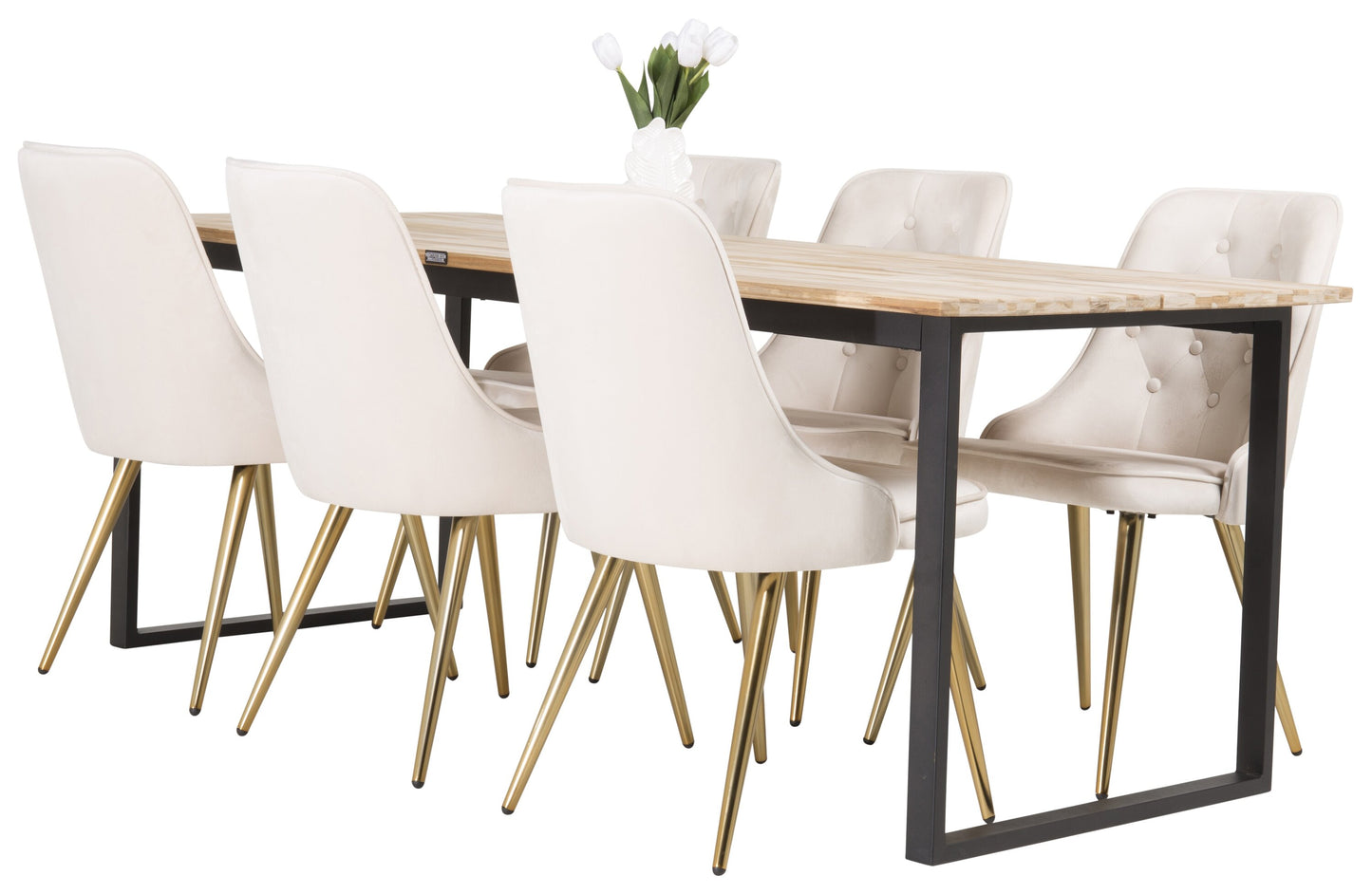 Cirebon Matbord med Velvet Deluxe Stolarna Matgrupp