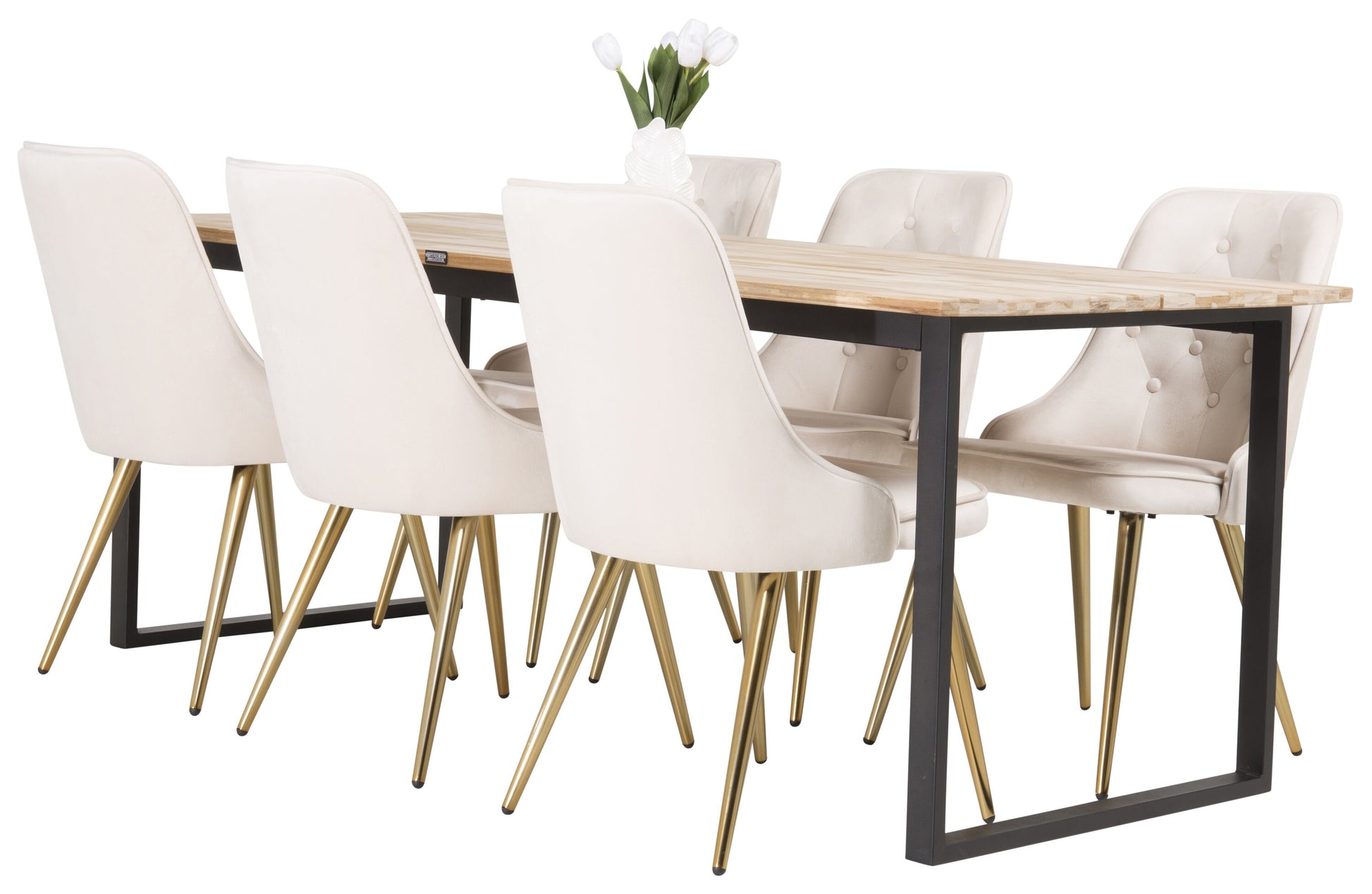 Cirebon Matbord med Velvet Deluxe Stolarna Matgrupp