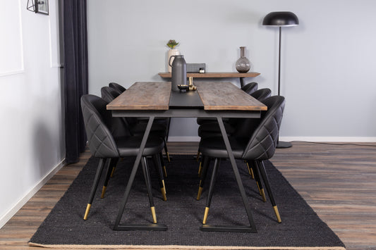 Jakarta Matbord med Velvet Stolarna – Bord: 75x200x90 Stol: 57x76,5x50