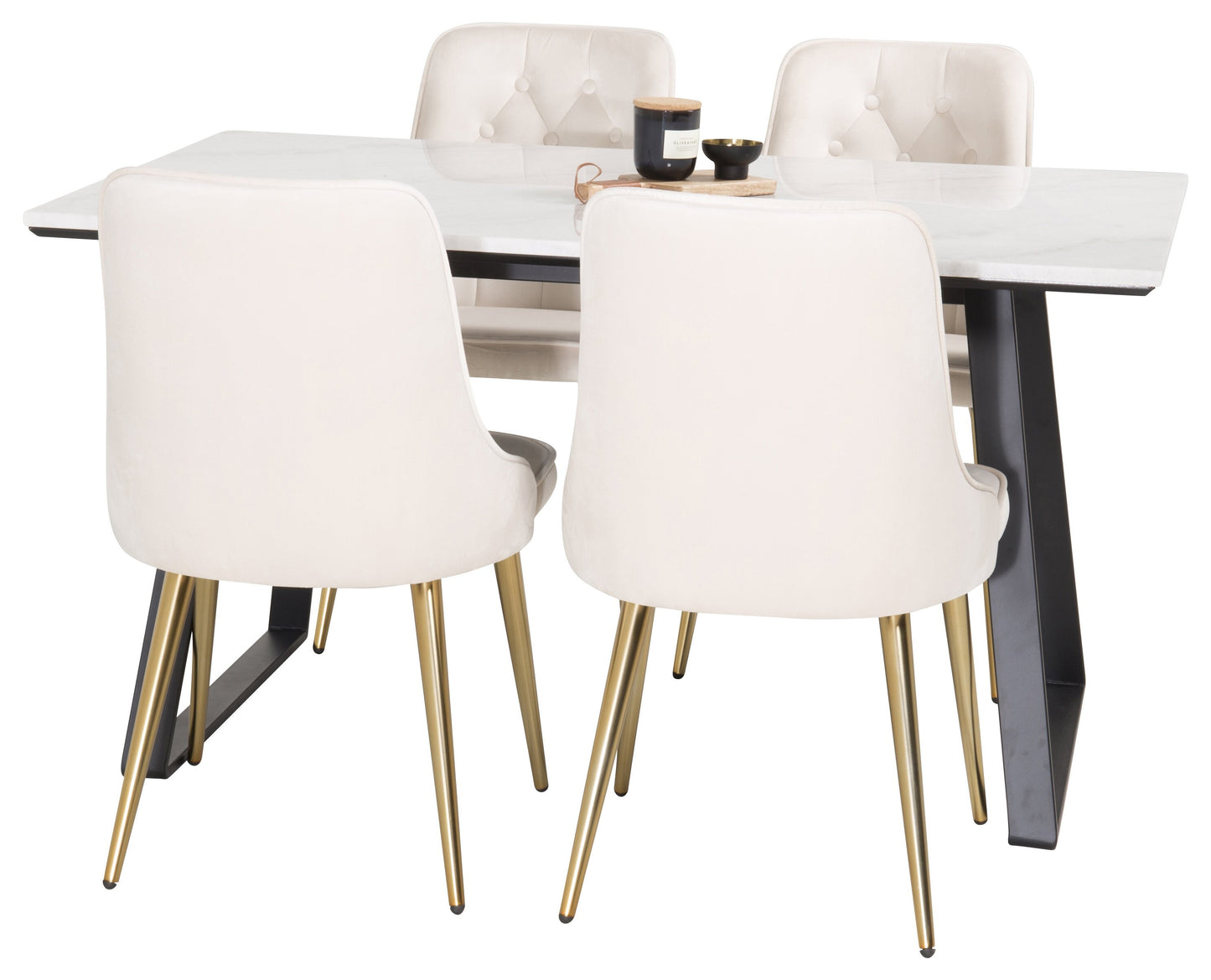 Estelle Matbord med Velvet Deluxe Stolarna Matgrupp