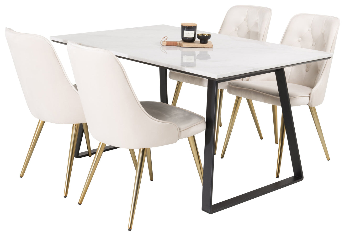 Estelle Matbord med Velvet Deluxe Stolarna Matgrupp