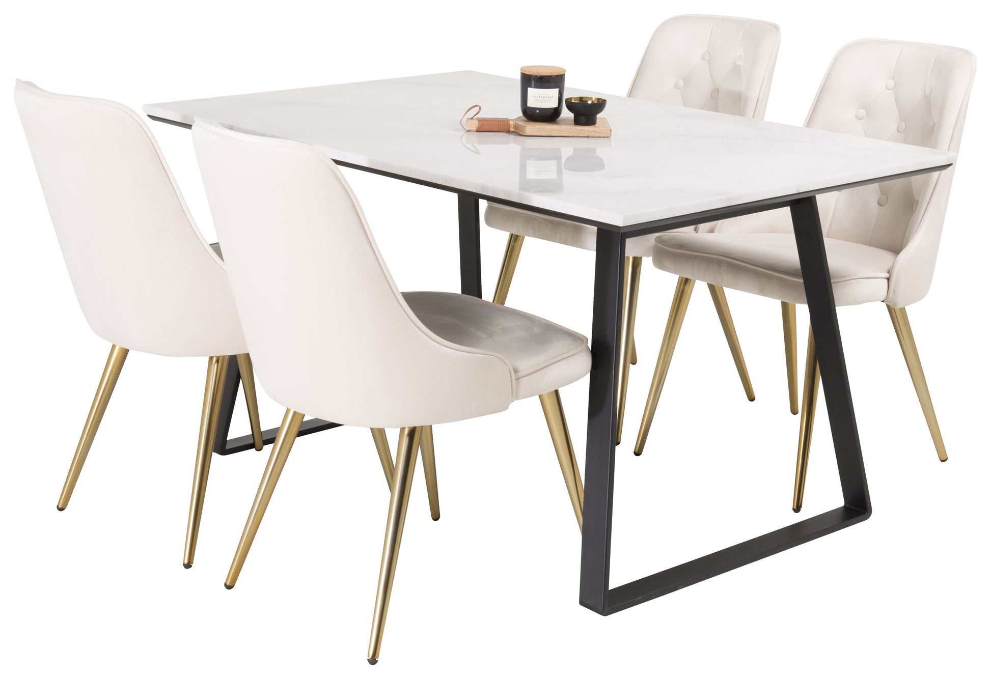 Estelle Matbord med Velvet Deluxe Stolarna Matgrupp