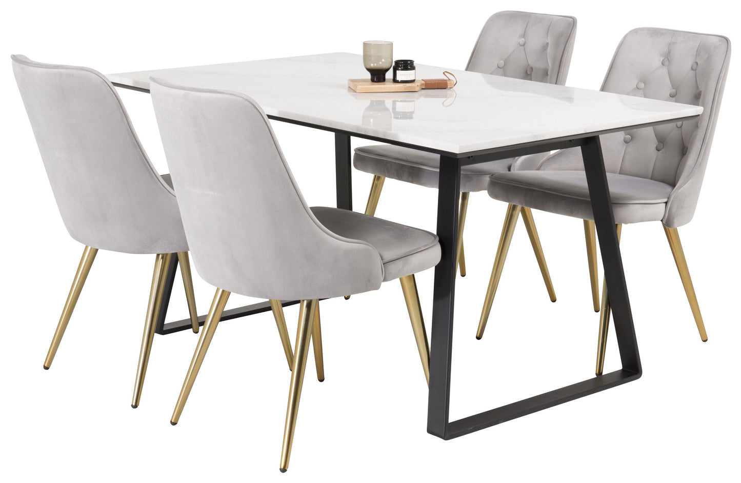 Estelle Matbord med Velvet Deluxe Stolarna Matgrupp