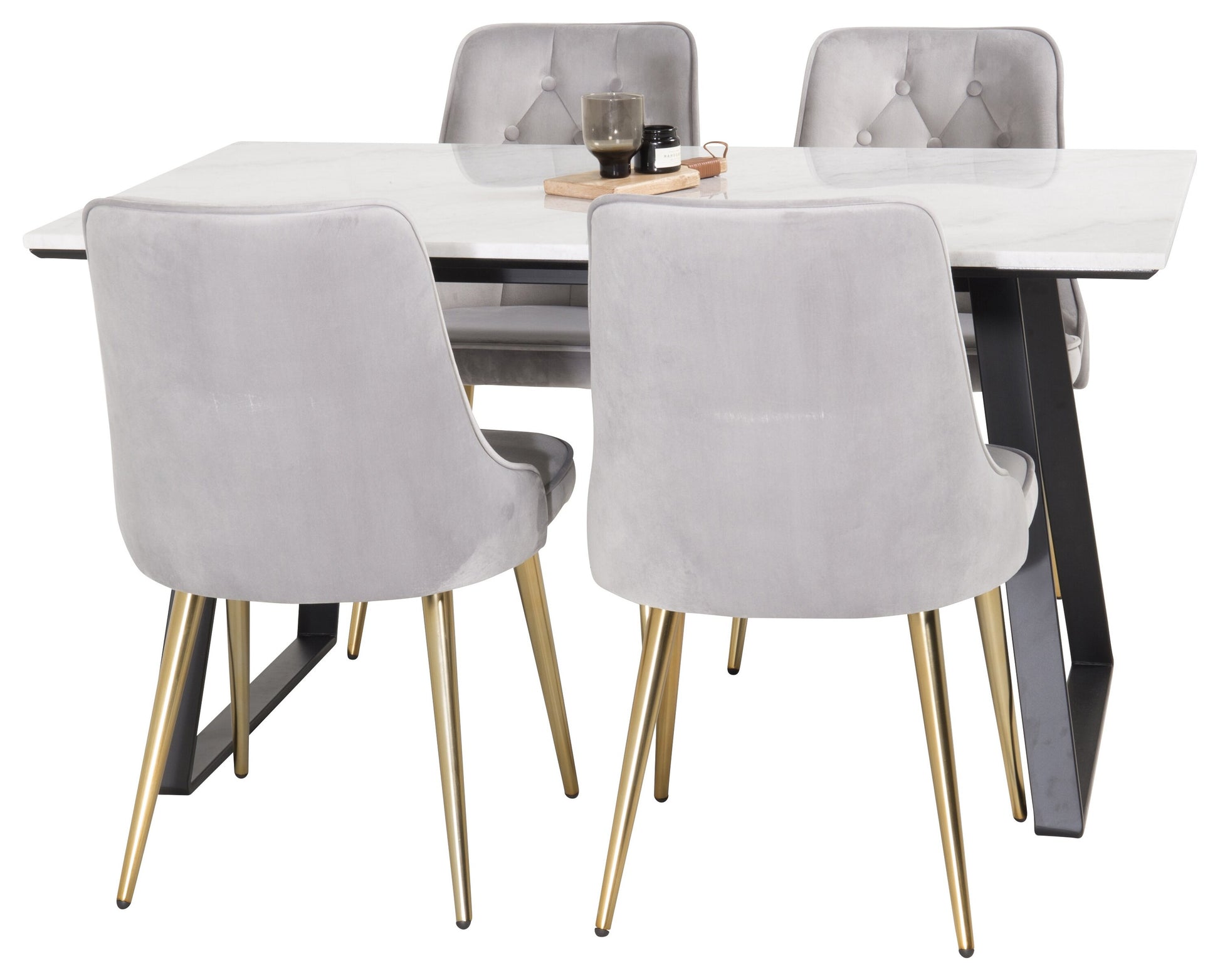 Estelle Matbord med Velvet Deluxe Stolarna Matgrupp