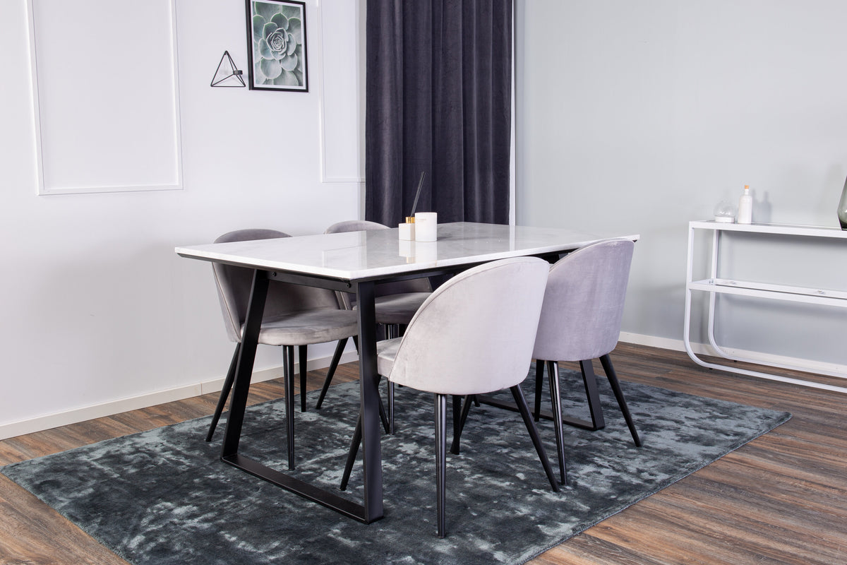 Estelle Matbord med Velvet Stolarna – Bord: 74,5x140x90 Stol: 57x76,5x50