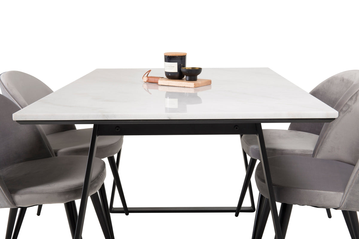 Estelle Matbord med Velvet Stolarna – Bord: 74,5x140x90 Stol: 57x76,5x50