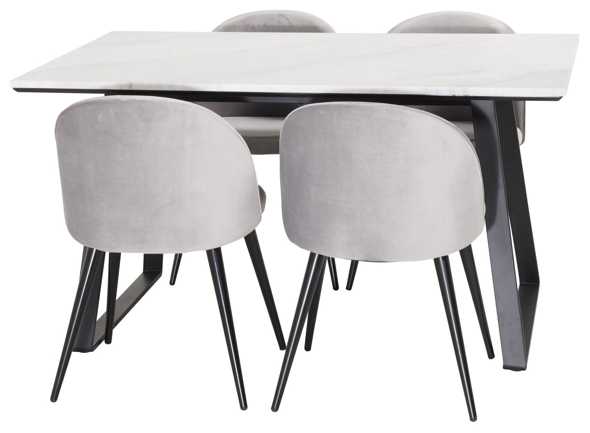Estelle Matbord med Velvet Stolarna – Bord: 74,5x140x90 Stol: 57x76,5x50
