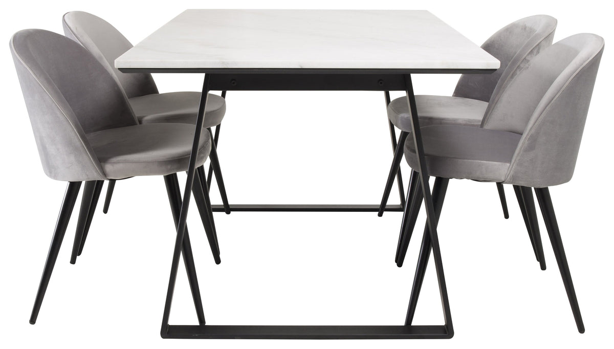 Estelle Matbord med Velvet Stolarna – Bord: 74,5x140x90 Stol: 57x76,5x50