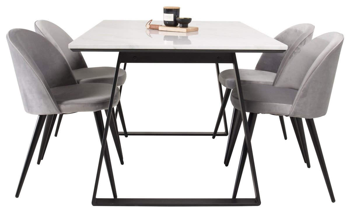 Estelle Matbord med Velvet Stolarna – Bord: 74,5x140x90 Stol: 57x76,5x50