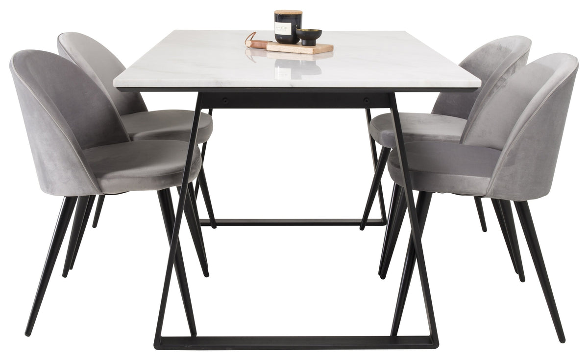 Estelle Matbord med Velvet Stolarna – Bord: 74,5x140x90 Stol: 57x76,5x50