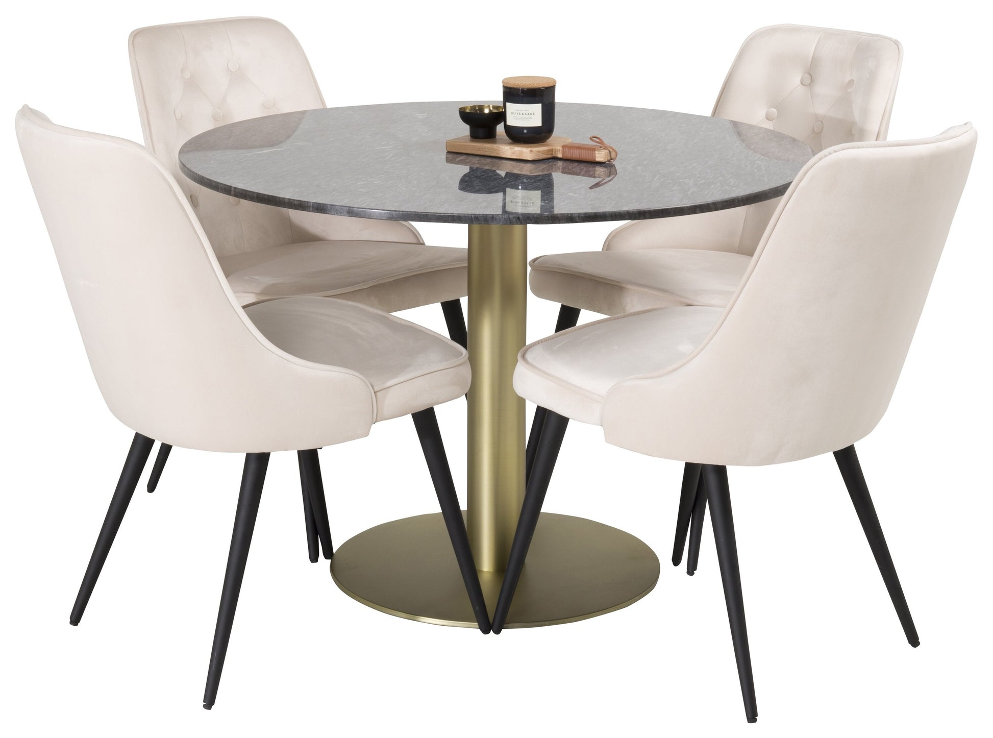 Estelle Matbord med Velvet Deluxe Stolarna Matgrupp
