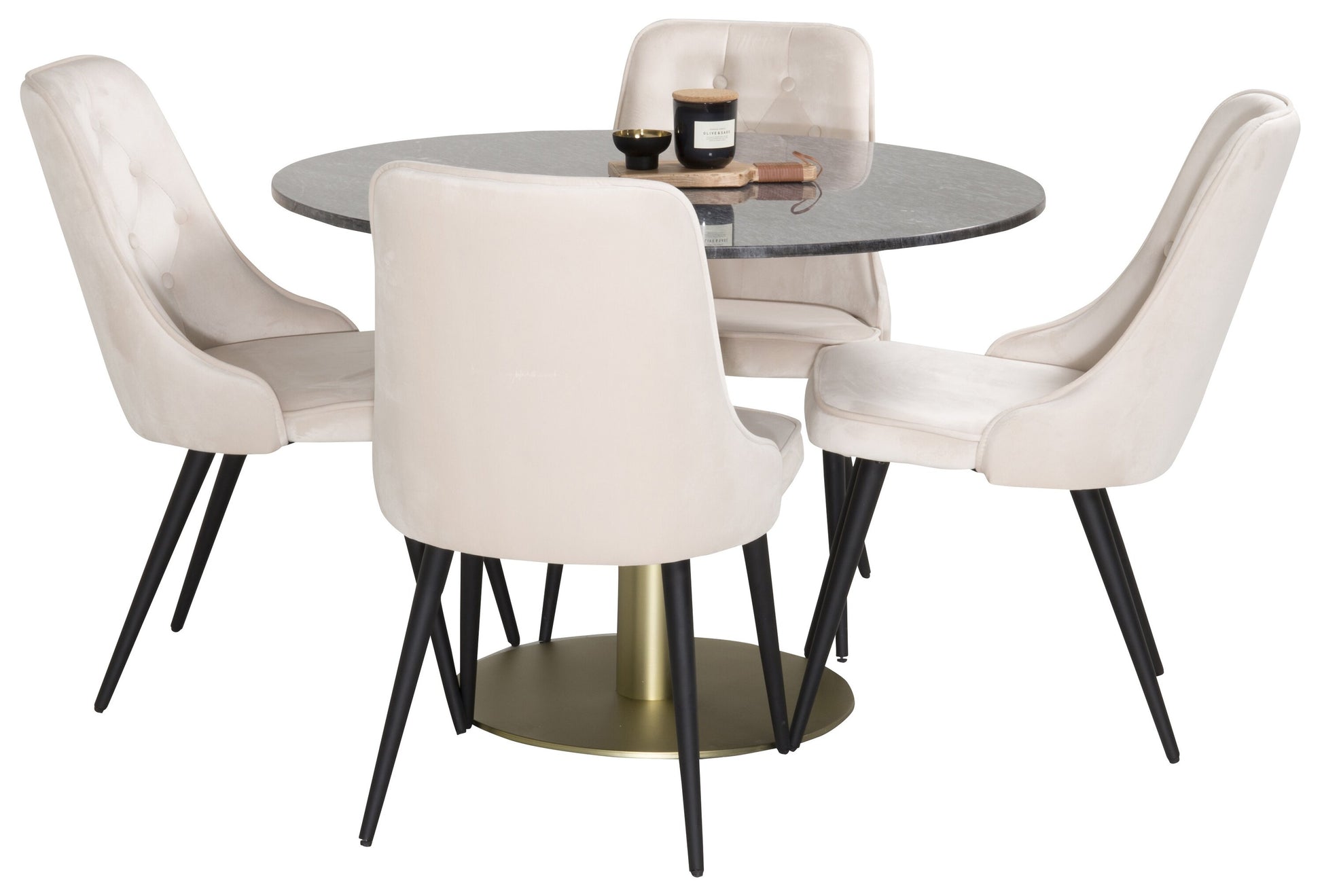 Estelle Matbord med Velvet Deluxe Stolarna Matgrupp