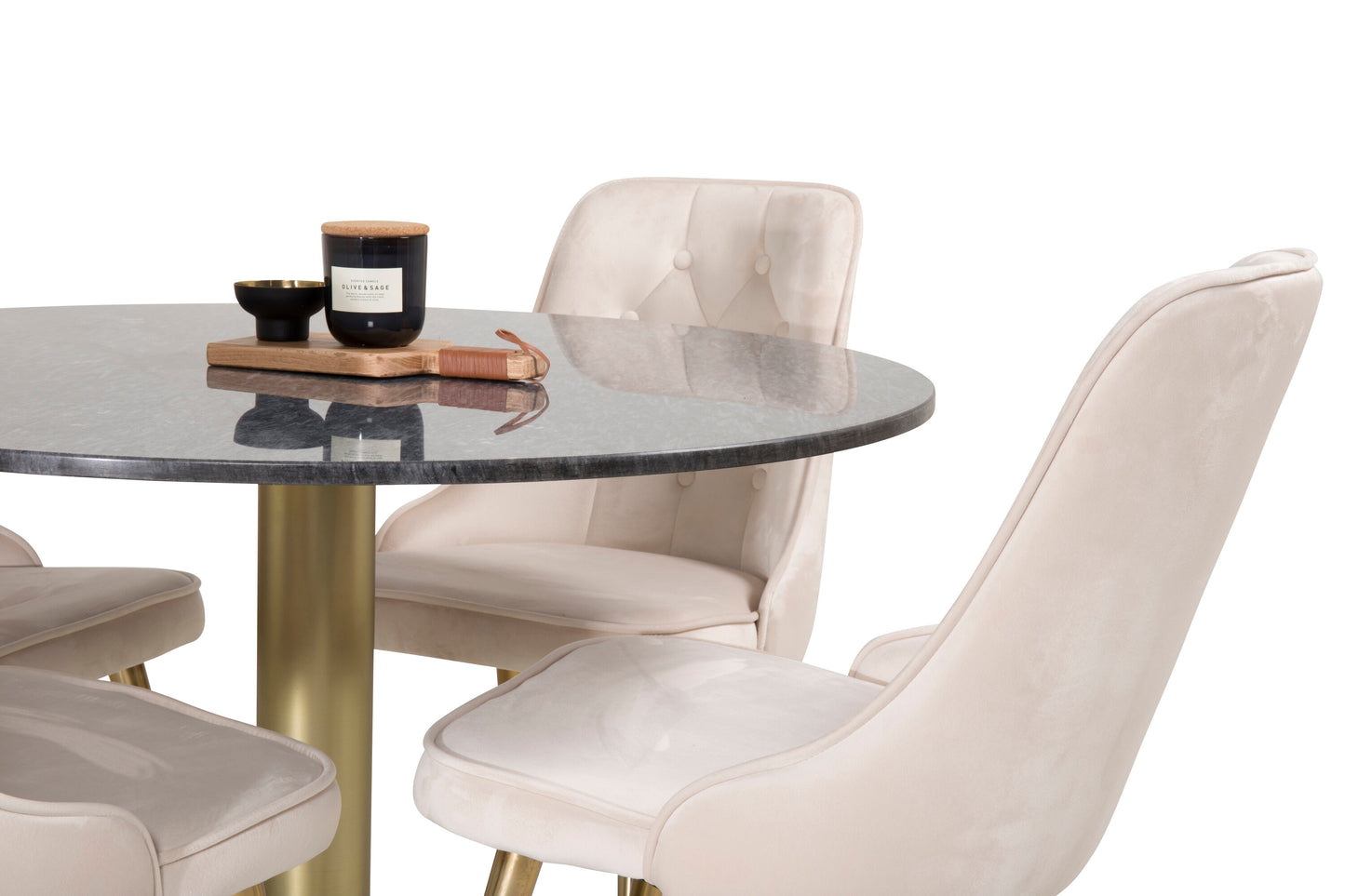 Estelle Matbord med Velvet Deluxe Stolarna Matgrupp