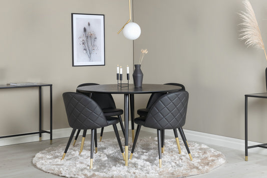 Dipp Matbord med Velvet Stolarna – Bord: ⌀115 Stol: 57x76,5x50
