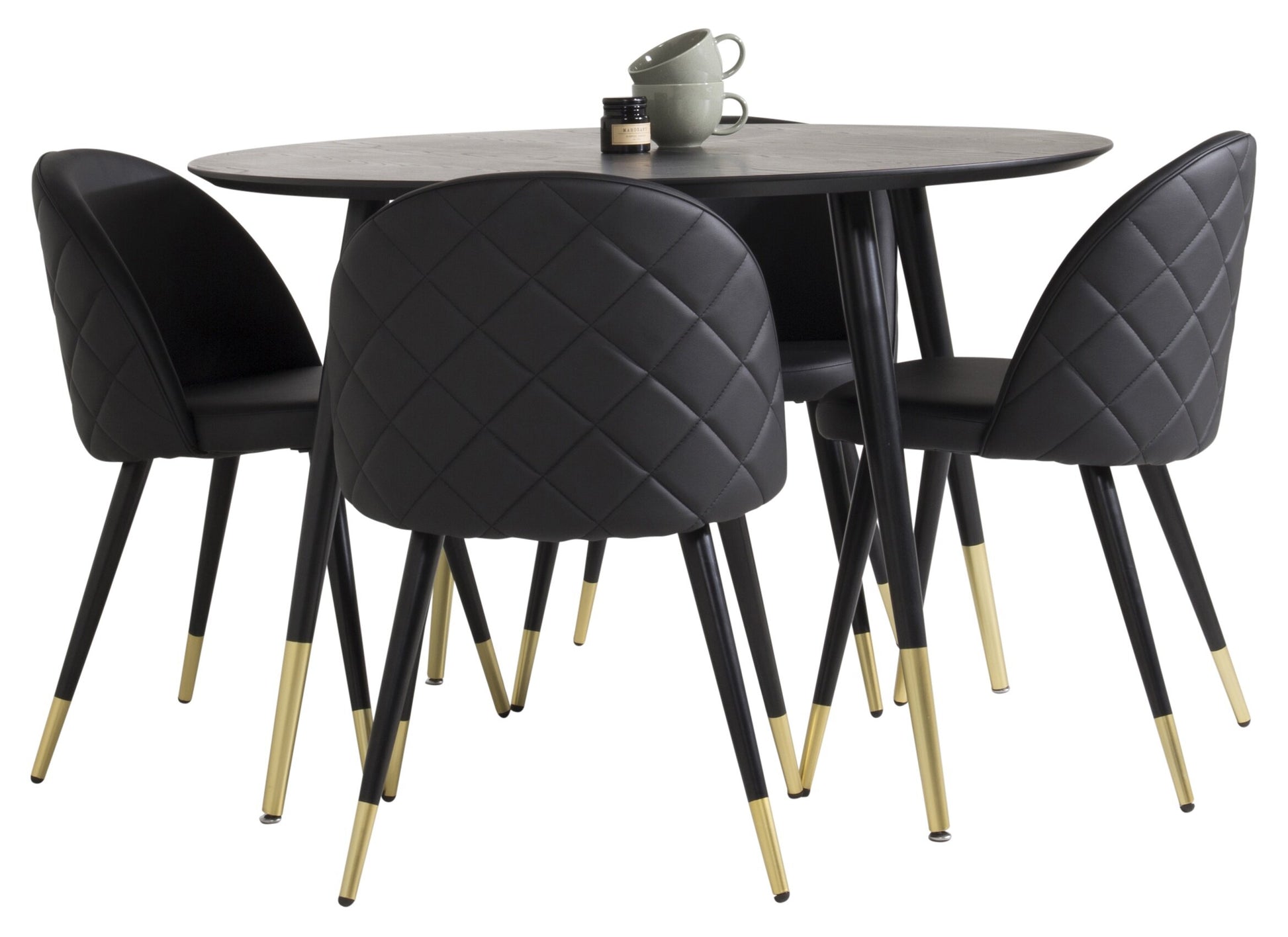 Dipp Matbord med Velvet Stolarna – Bord: ⌀115 Stol: 57x76,5x50