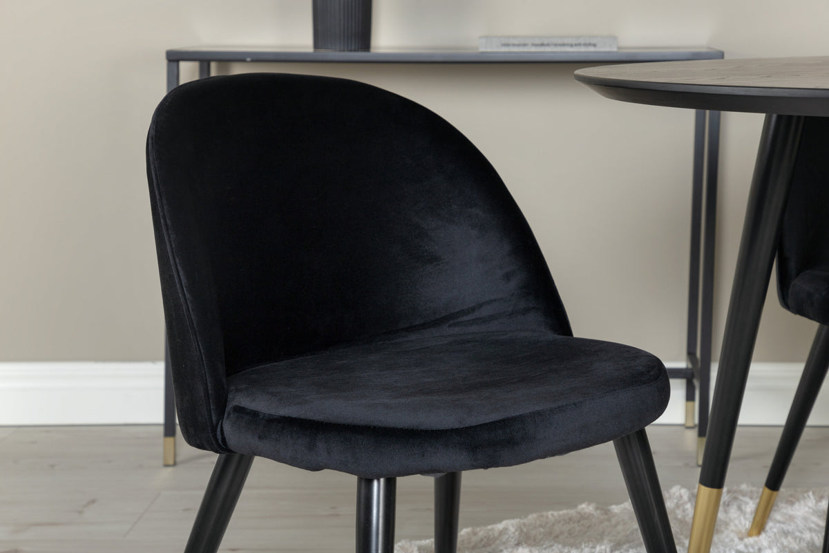 Dipp Matbord med Velvet Stolarna – Bord: ⌀115 Stol: 57x76,5x50