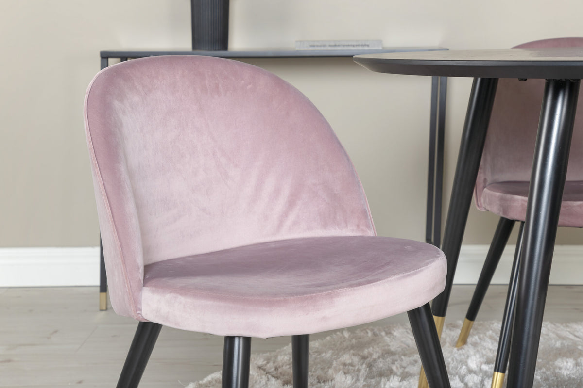 Dipp Matbord med Velvet Stolarna – Bord: ⌀115 Stol: 57x76,5x50