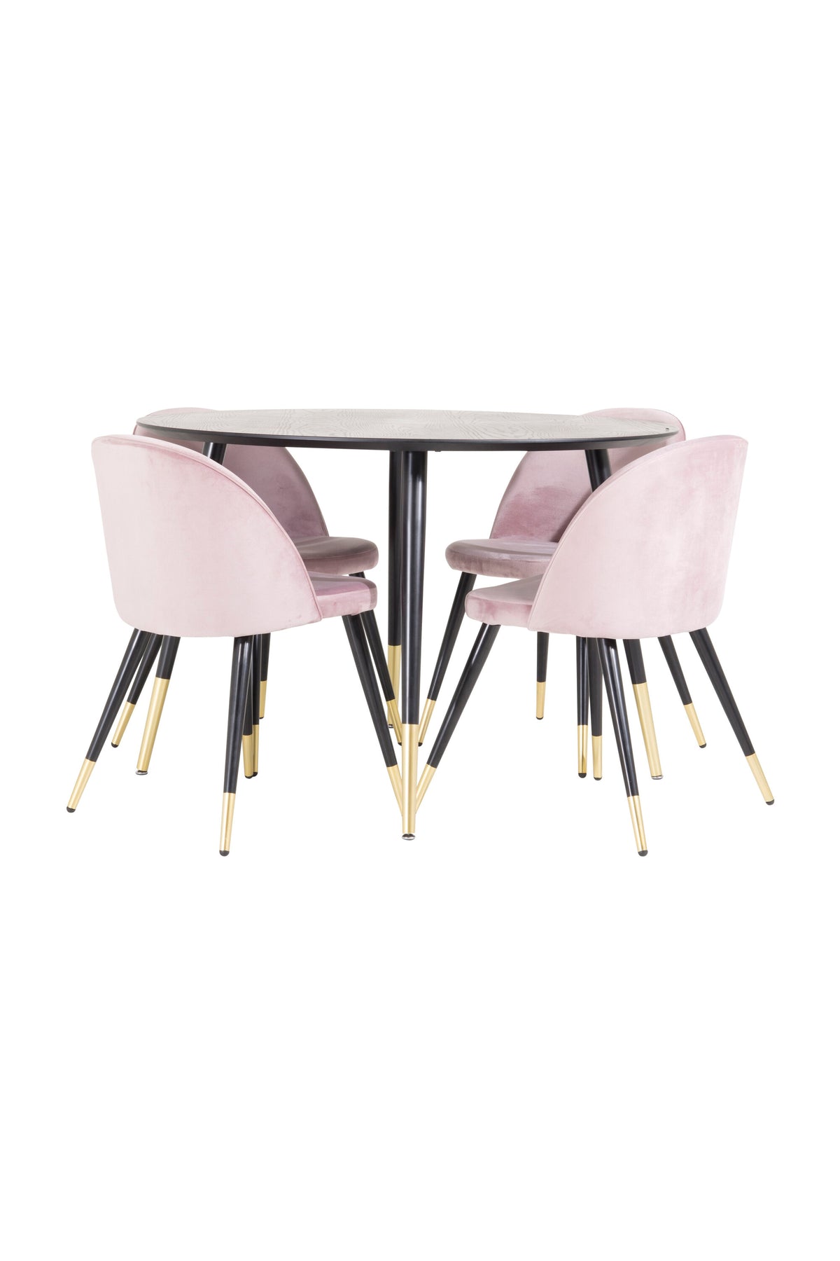 Dipp Matbord med Velvet Stolarna – Bord: ⌀115 Stol: 57x76,5x50