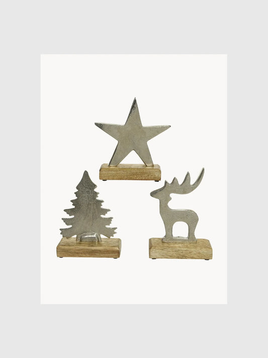 Julfigurer med antik finish, set om 3