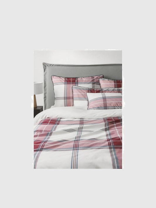Rutig bomullspercale påslakan, B 240 x L 220 cm