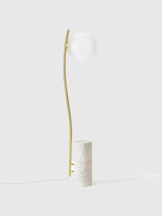 Golvlampa - Vit/Guld