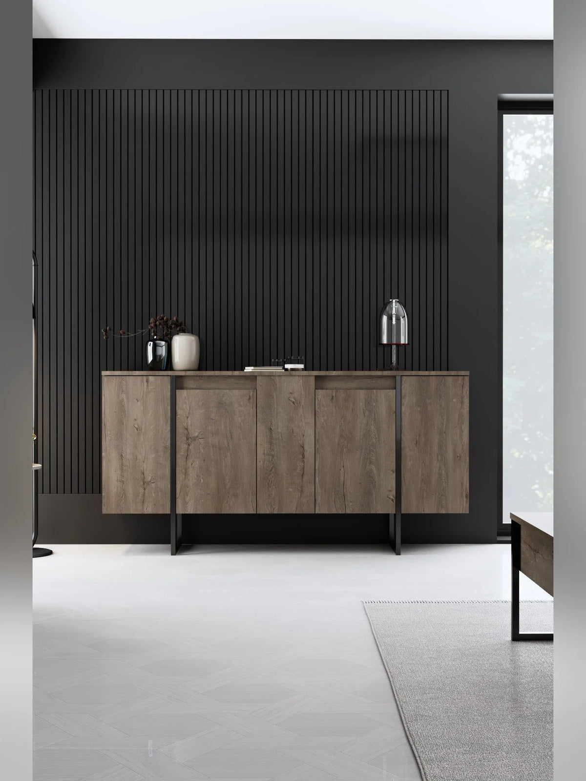 Luxe 160x35x80 cm - Valnöt, Svart Konsol Trösta