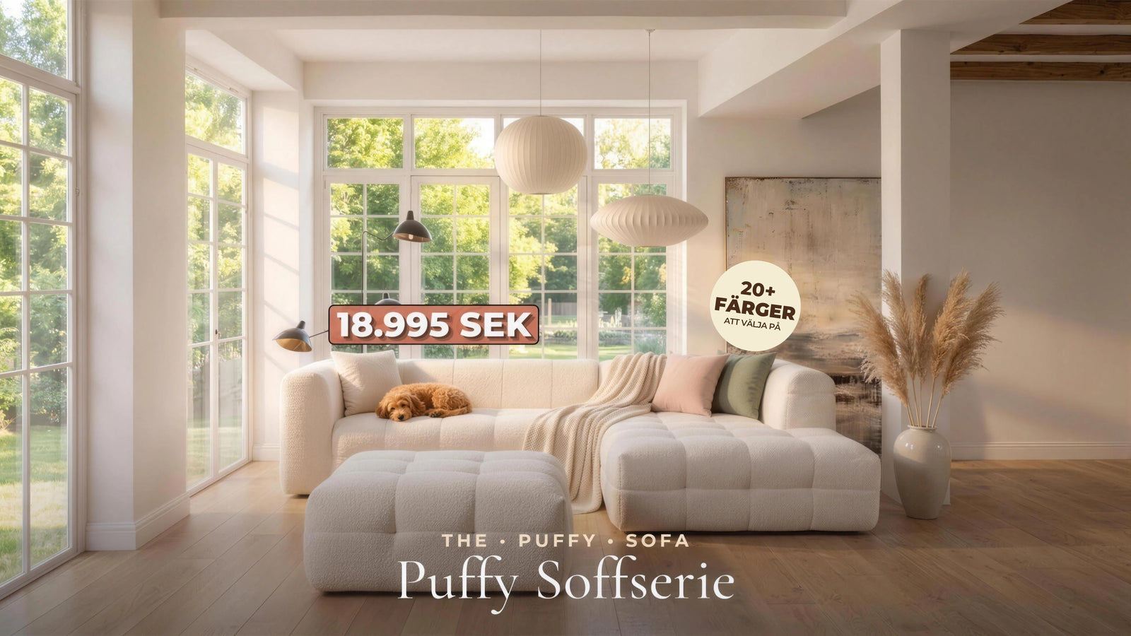 Puffy Soffserie hero 20+ farger