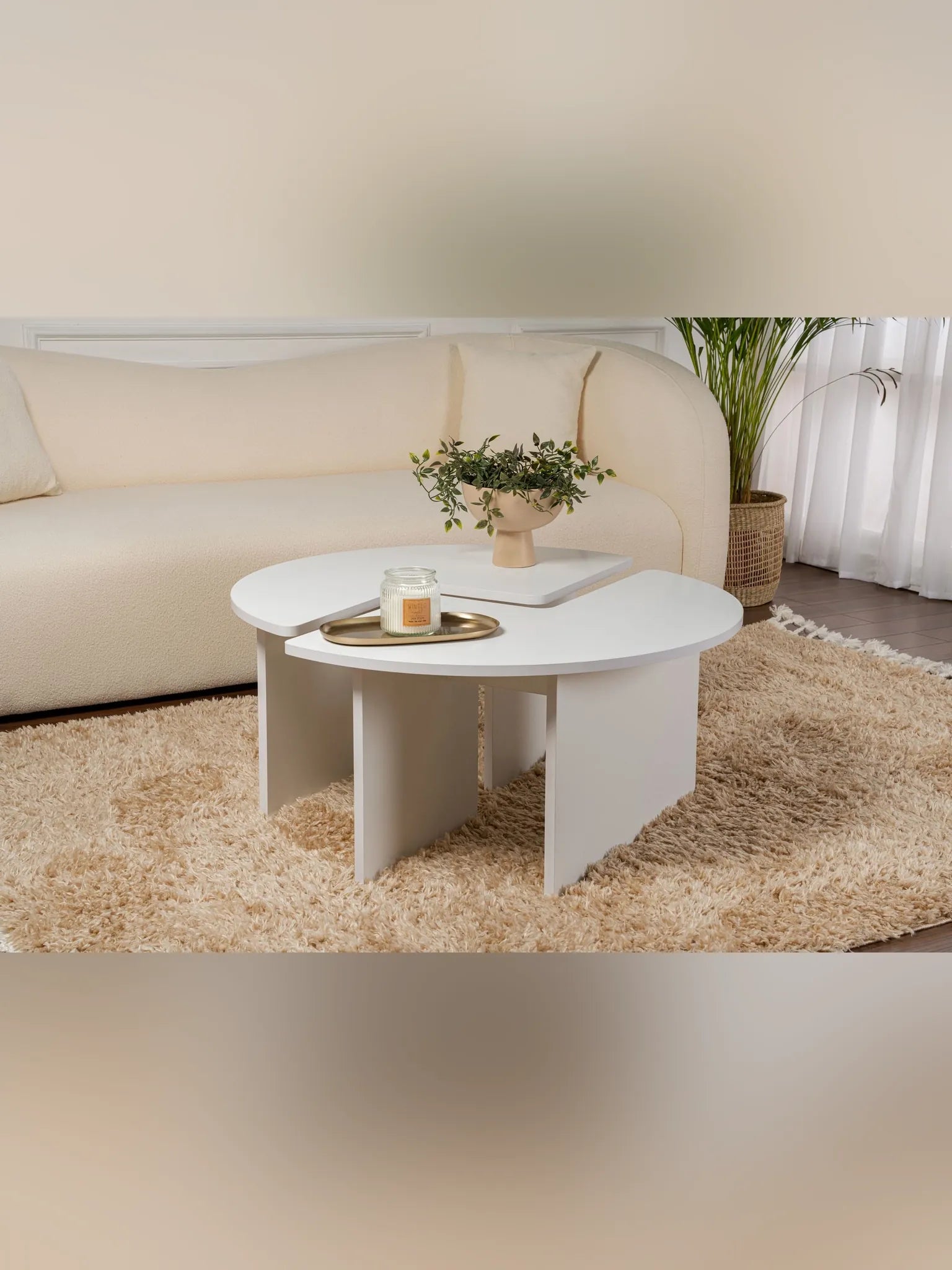 Moira Soffbord Ø90 - Natural White