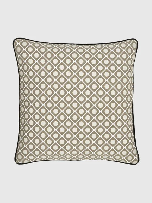 Mönstrat Rivets Kuddfodral - Gräddvit/Taupe