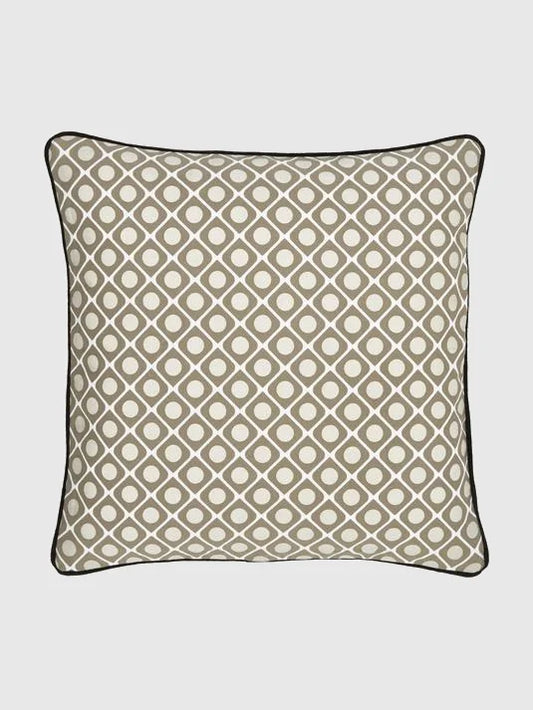 Mönstrat Rivets Kuddfodral - Gräddvit/Taupe