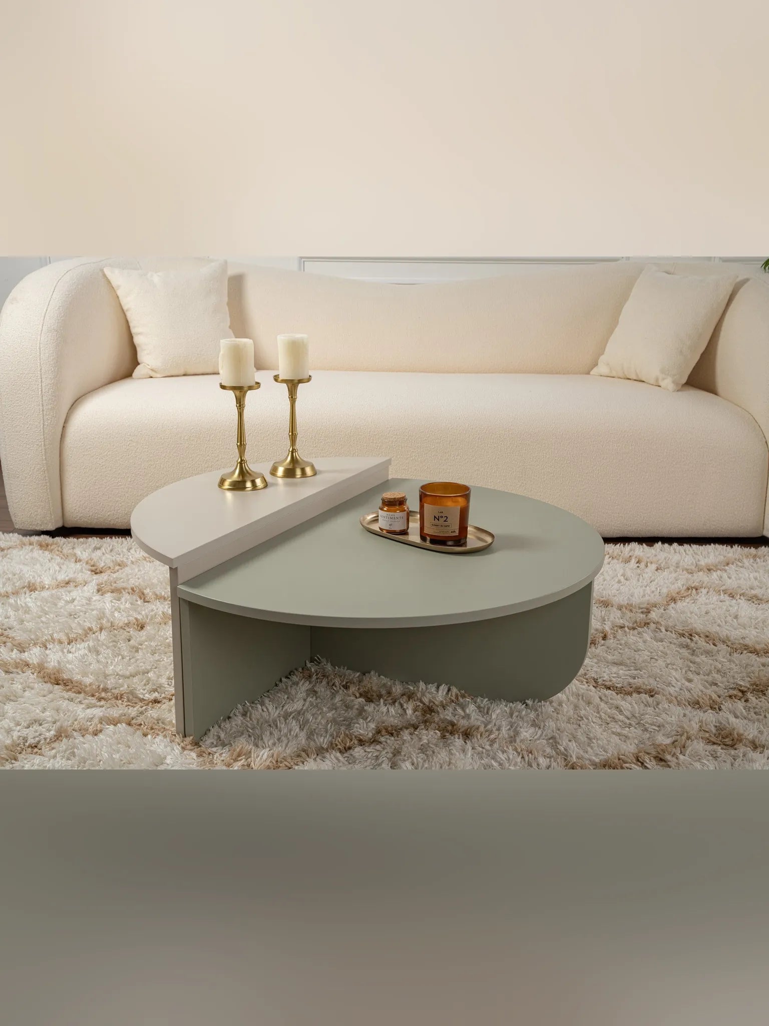Orio soffbord 90x60 / 85x30 cm - Ash Green, Sandstone