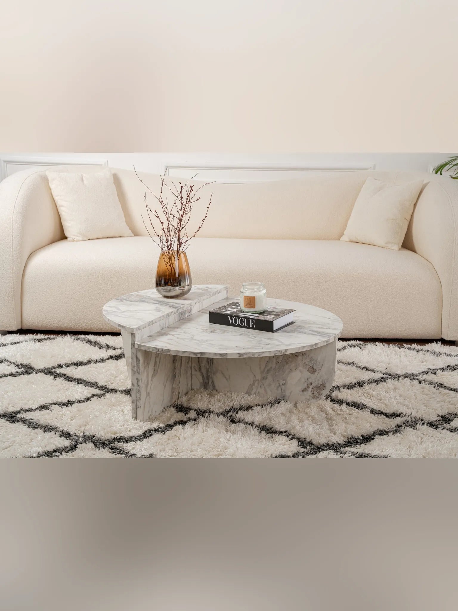 Orio soffbord 90x60 / 85x30 cm - Freesia Marble