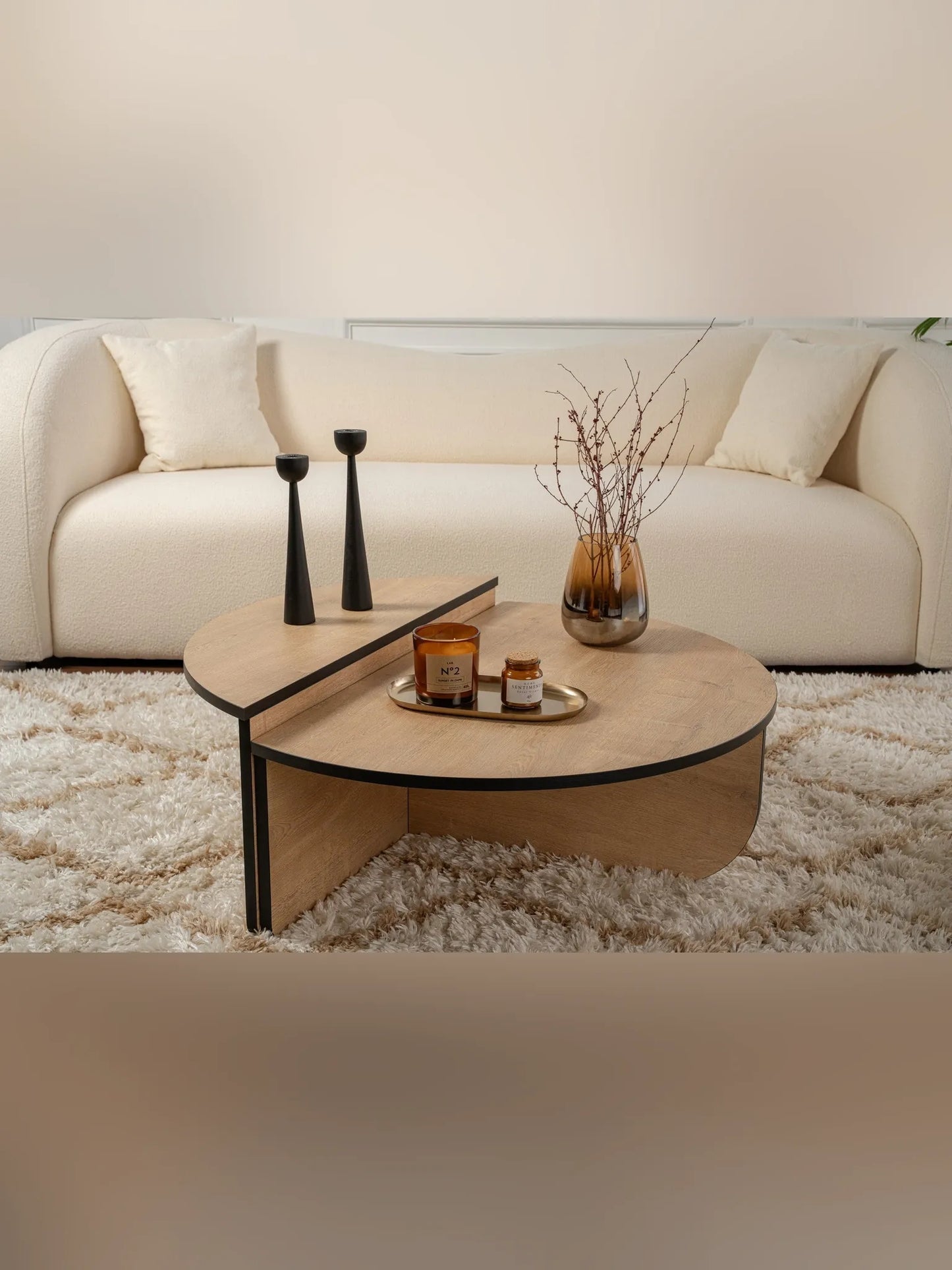 Orio soffbord 90x60 / 85x30 cm - Honey Oak, Black