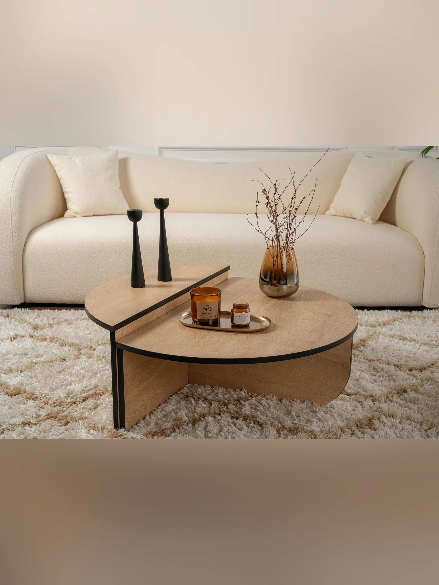 Orio soffbord 90x60 / 85x30 cm - Honey Oak, Black